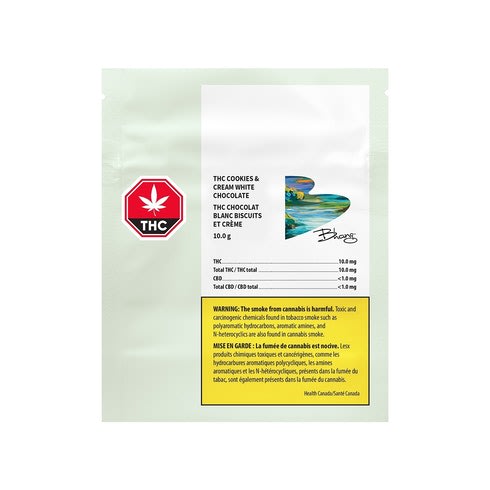 Description Bhang® THC Cookies and Cream White Chocolate is the perfect pairing of gourmet white chocolate and THC, scored into four pieces perfect for sharing. Indulge in the cannabis-free flavour of white chocolate, crunchy cookie bits and 10 mg THC per bar. Bhang® didn’t create cannabis chocolate, they just perfected it.